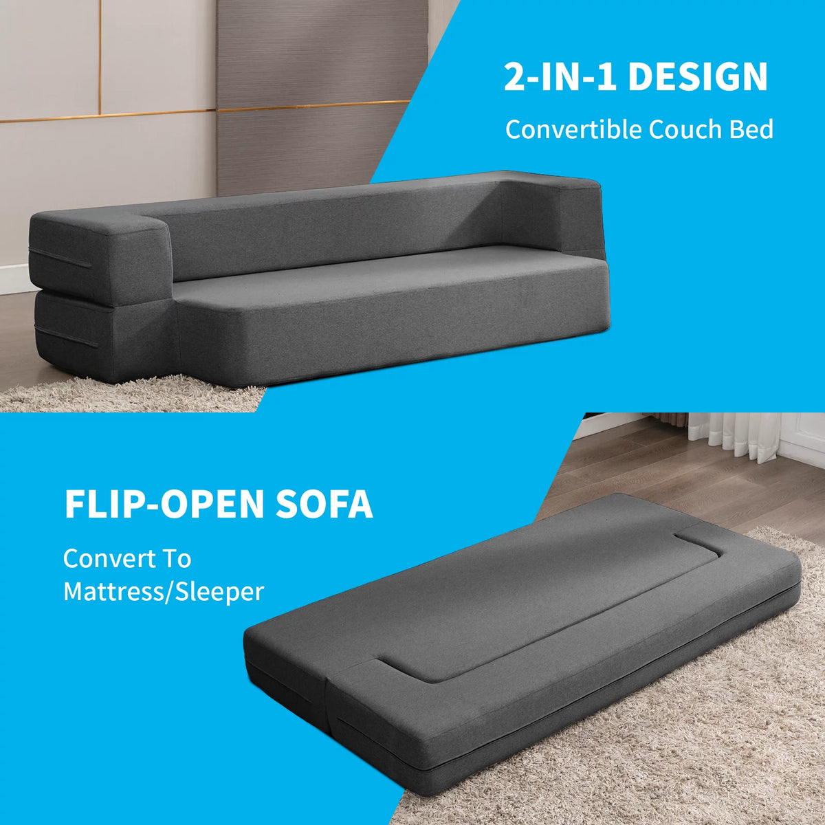 Dark Gray Folding Queen Size Sleeper Sofa Bed G848842