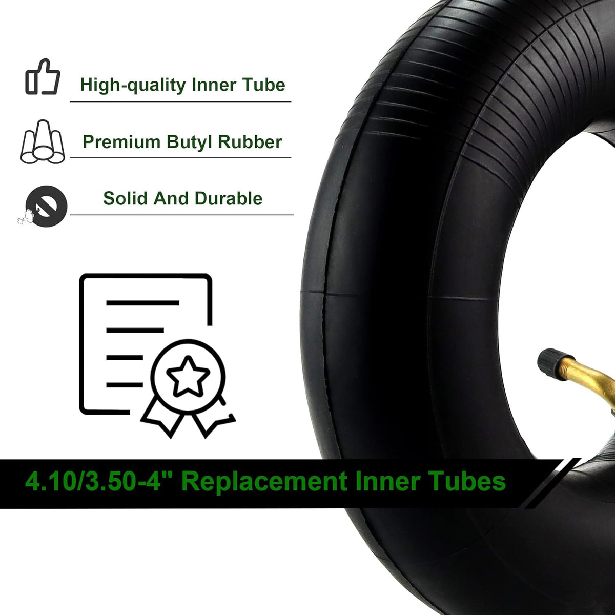 2 Pack Heavy Duty Replacement Inner Tubes with TR-13 Straight Metal Air Valve Stem Q11522