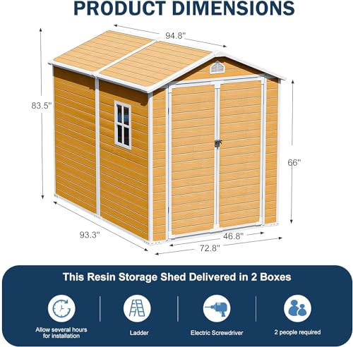 8x6 Feet Resin Storage Shed with Floor, Dove Grey F449
