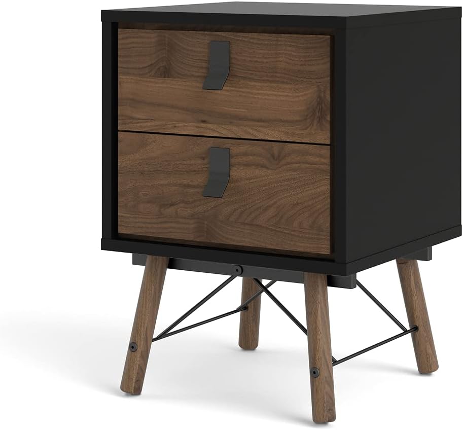 Black Matte 2 Drawer Nightstand V775173