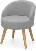 Grey Velvet Accent Chair with Wood Legs K895346