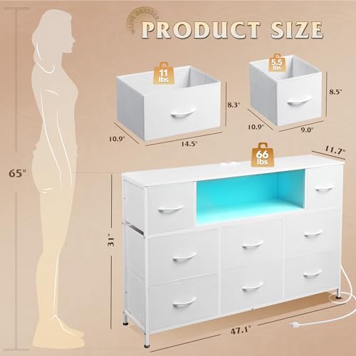 8 Drawer Fabric Dresser with LED Lights Q1778