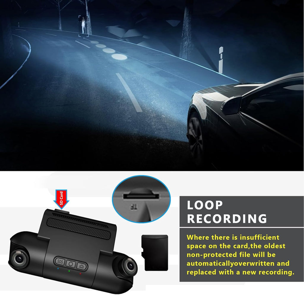 1080P FHD Front and Rear Dash Cam with 170° Wide Angle E340