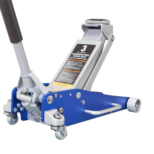 1.5 Ton Aluminum and Steel Hydraulic Low Profile Floor Jack with Dual Piston Quick Lift Pump, 3,000 lb Capacity K39966