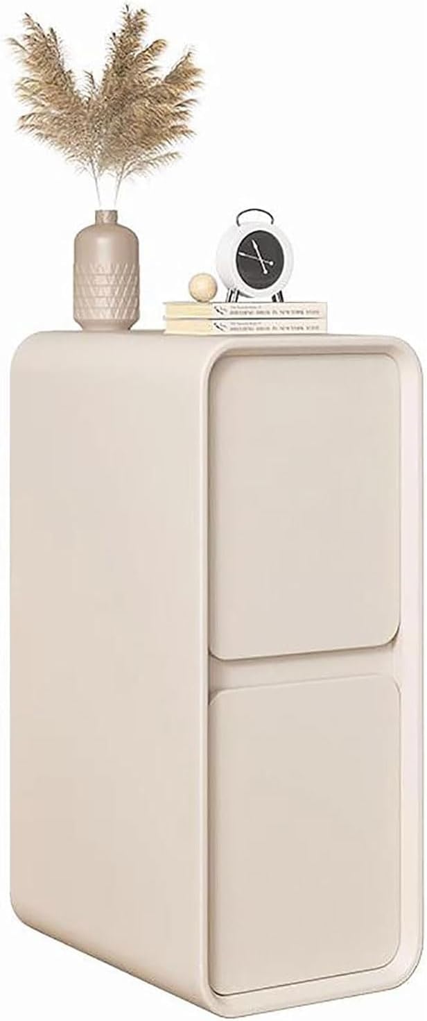 Extra Narrow Nightstand with 2 Solid Wood Drawers S741322