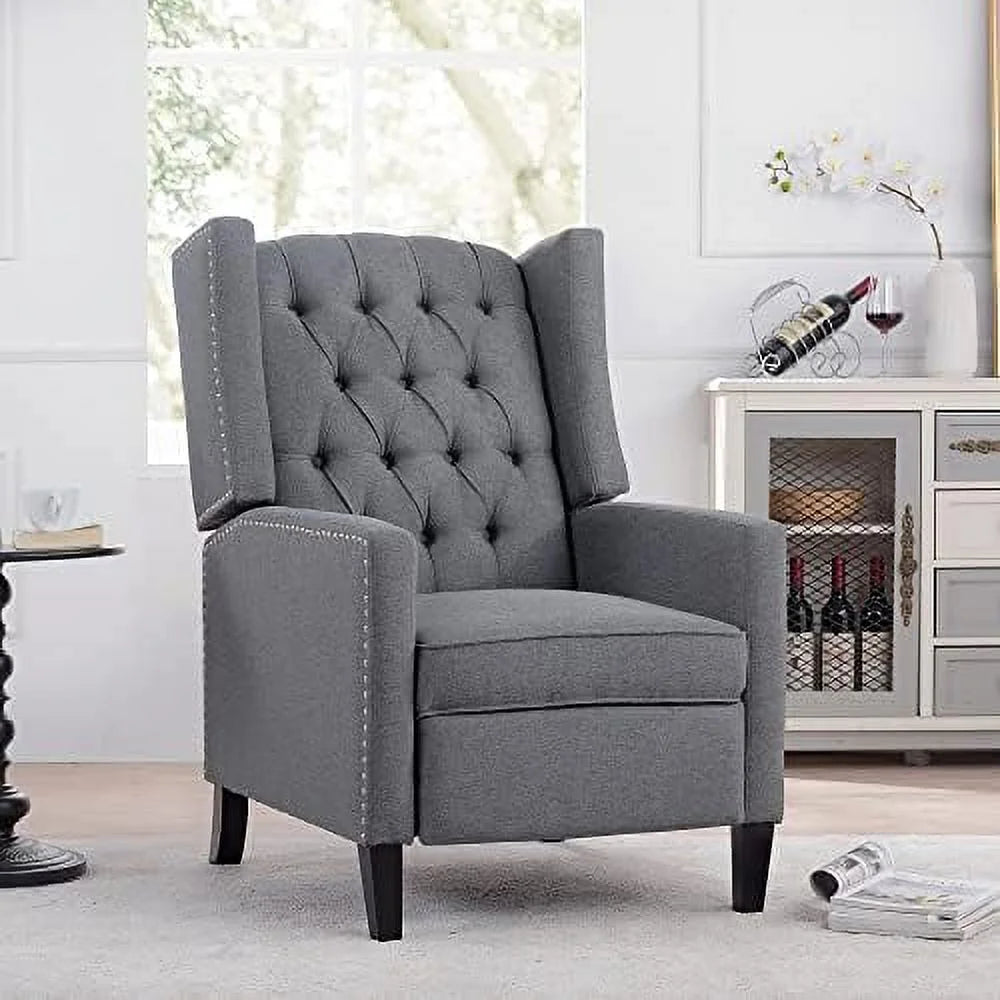 Beige Fabric Push Back Recliner Chair L845487