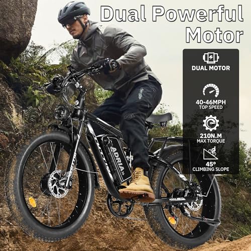 52V 30AH 26" Fat Tire Full Suspension Electric Mountain Bike L14695