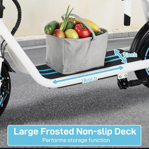 Foldable Electric Scooter with 12" Pneumatic Tire, Seat, Wide Deck, Dual Disc Brake F505963