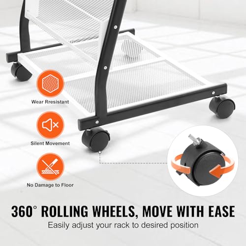 6-Tier Floor Standing Magazine Display Rack with 4 Wheels, 6 Pockets E7649