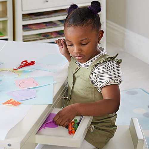 Creamy White Wooden Art Table with Storage Drawers B43165