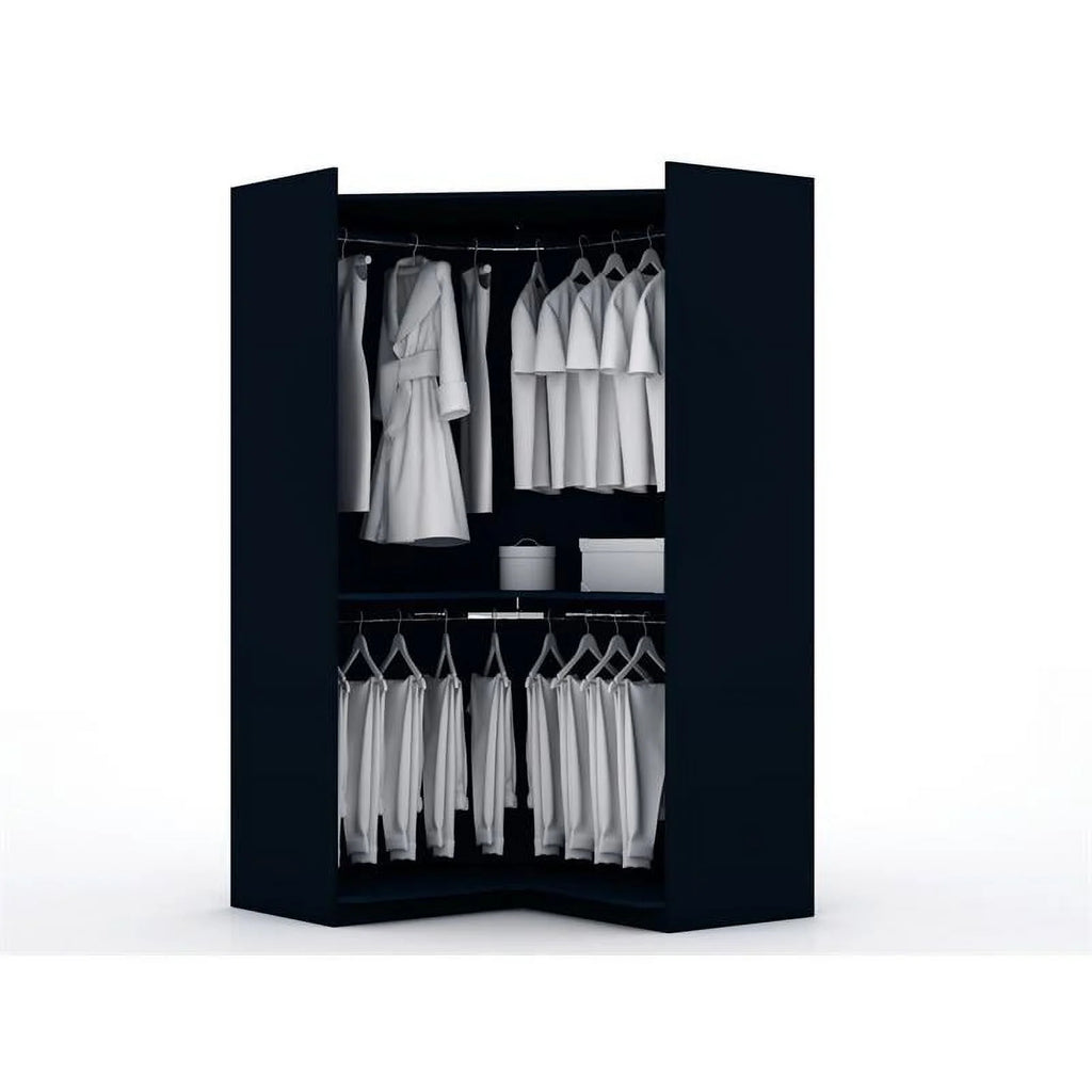 Midnight Blue Wood Corner Wardrobe Closet L7894