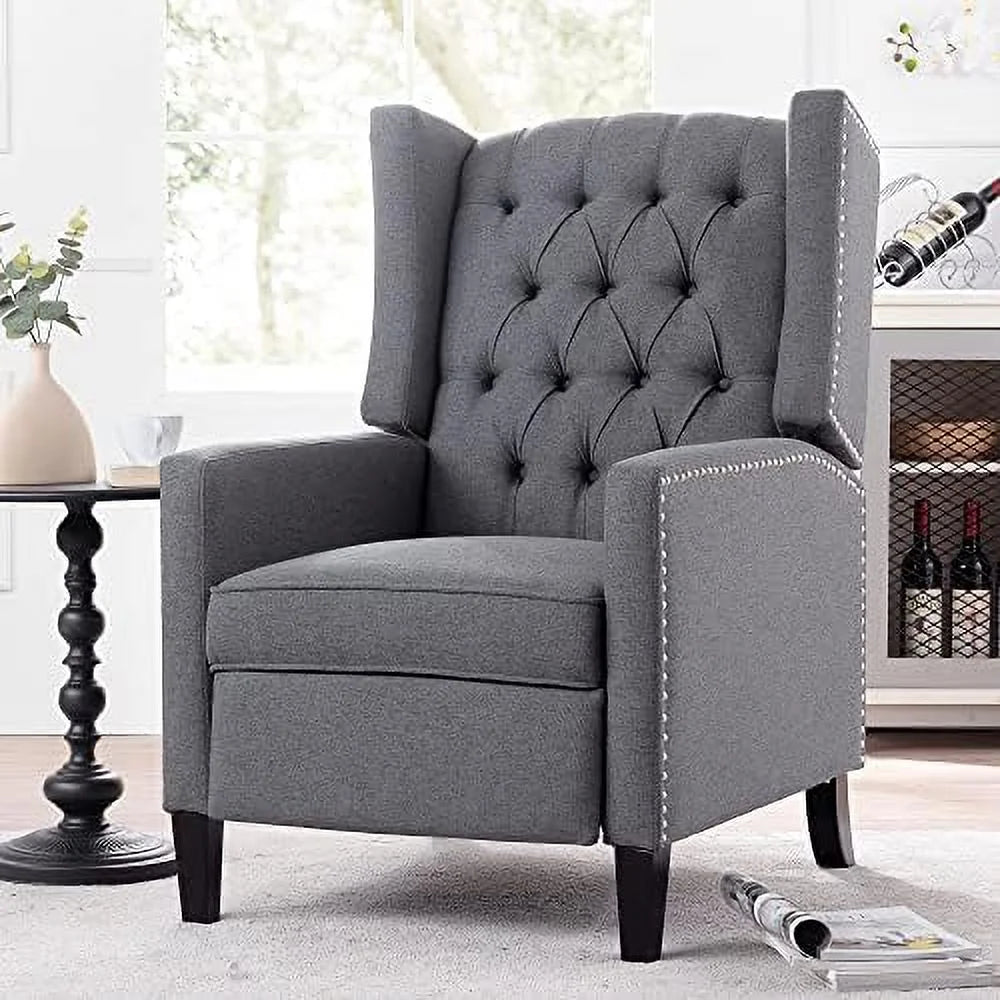 Beige Fabric Push Back Recliner Chair L845487