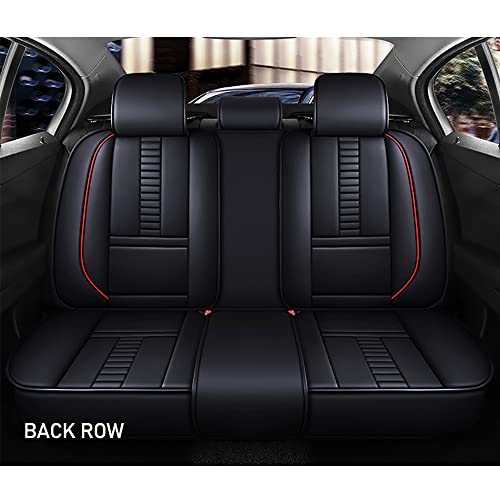 Black Leather 5 Car Seat Covers I363