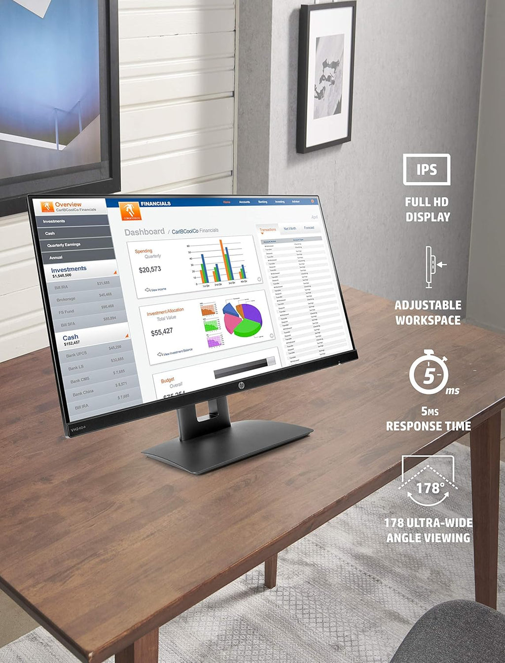 23.8-Inch Full HD 1080p IPS LED Monitor with Built-In Speakers and VESA Mounting, Black S258938