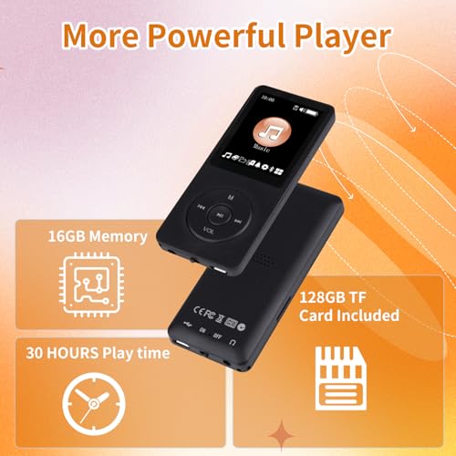 128GB Bluetooth MP3 Player with Built-in HD Speaker, Voice Recorder, HiFi Sound, E-Book, Earphones J25525