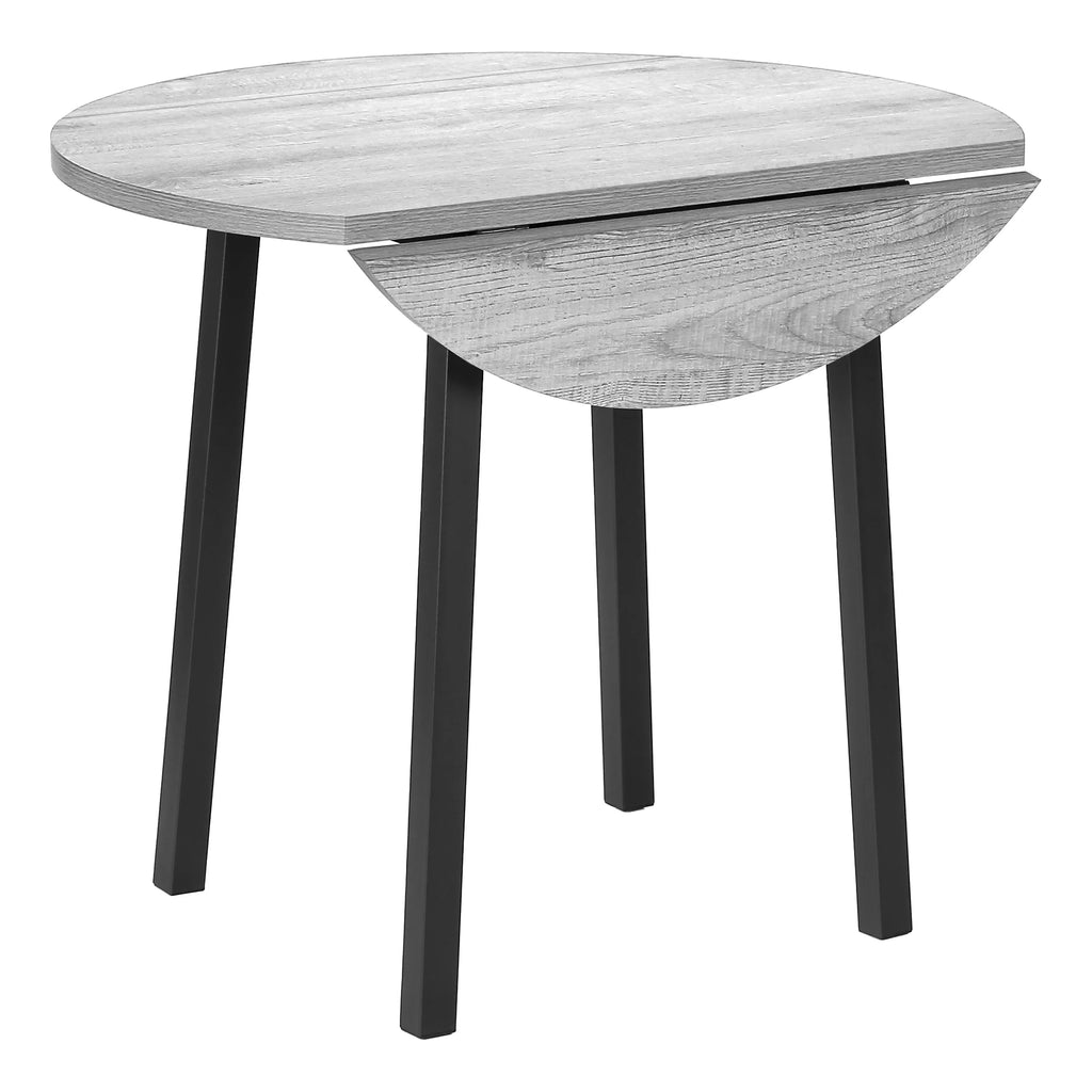Gray 3pcs Drop Leaf Dining Table Set with Black Metal W49633