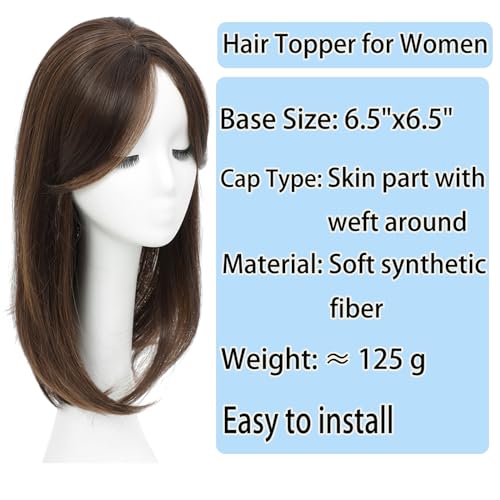 18 Inch Synthetic Fiber Clip in Hair Topper (Chestnut Brown & Honey Blonde) N8305