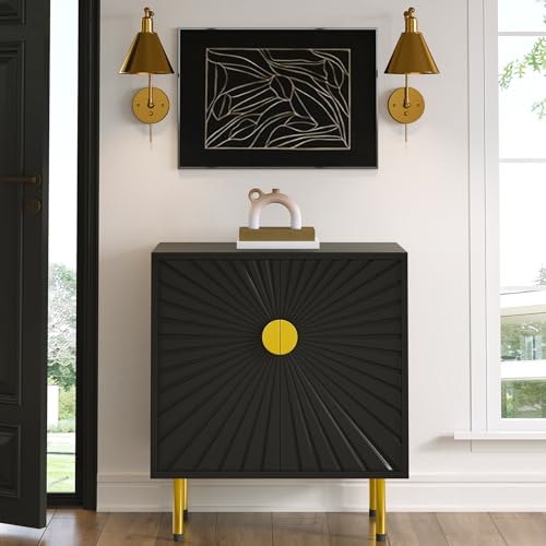 White Accent Storage Cabinet with Gold Handle Set 2 R5102