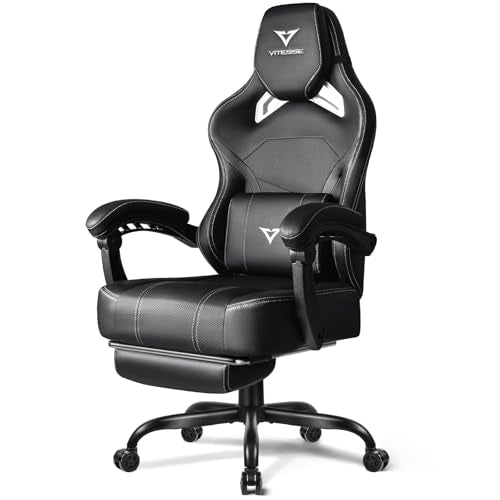 Big and Tall Gaming Chair with Footrest, Ergonomic Computer Chair (Black+Red) S5500