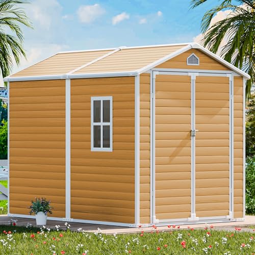 8x6 Feet Resin Storage Shed with Floor, Dove Grey F449