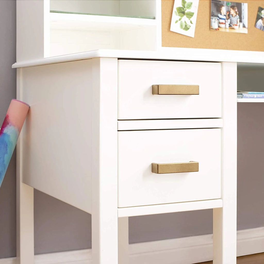 White Desk Hutch and Chair with Drawers T763977