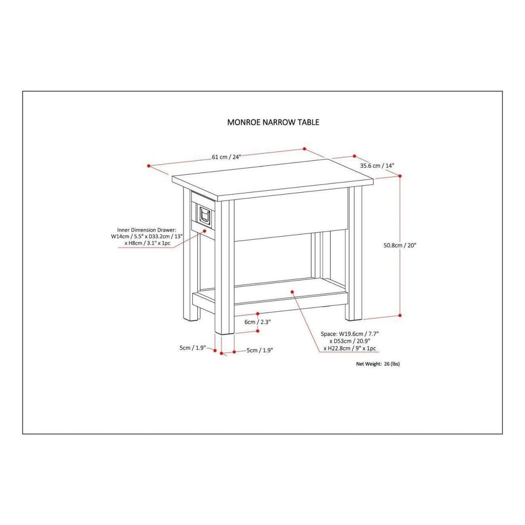 Solid Acacia Wood Narrow Side Table P6161