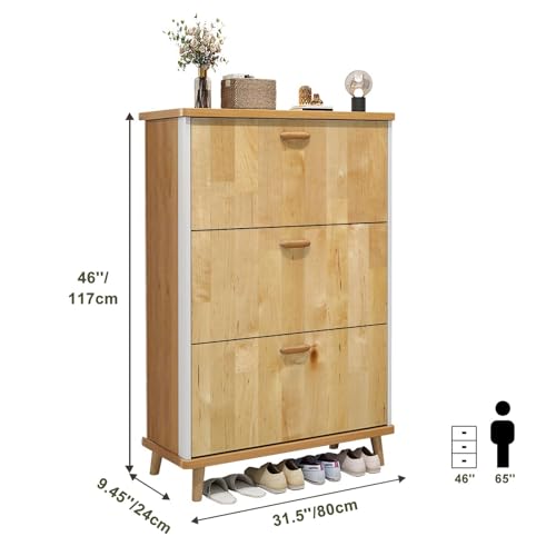 3 Drawer Maple Wood Shoe Cabinet D145323