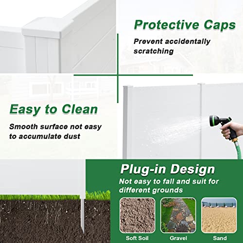 White 2 Panel Outdoor Privacy Screen with Iron Stakes M4754