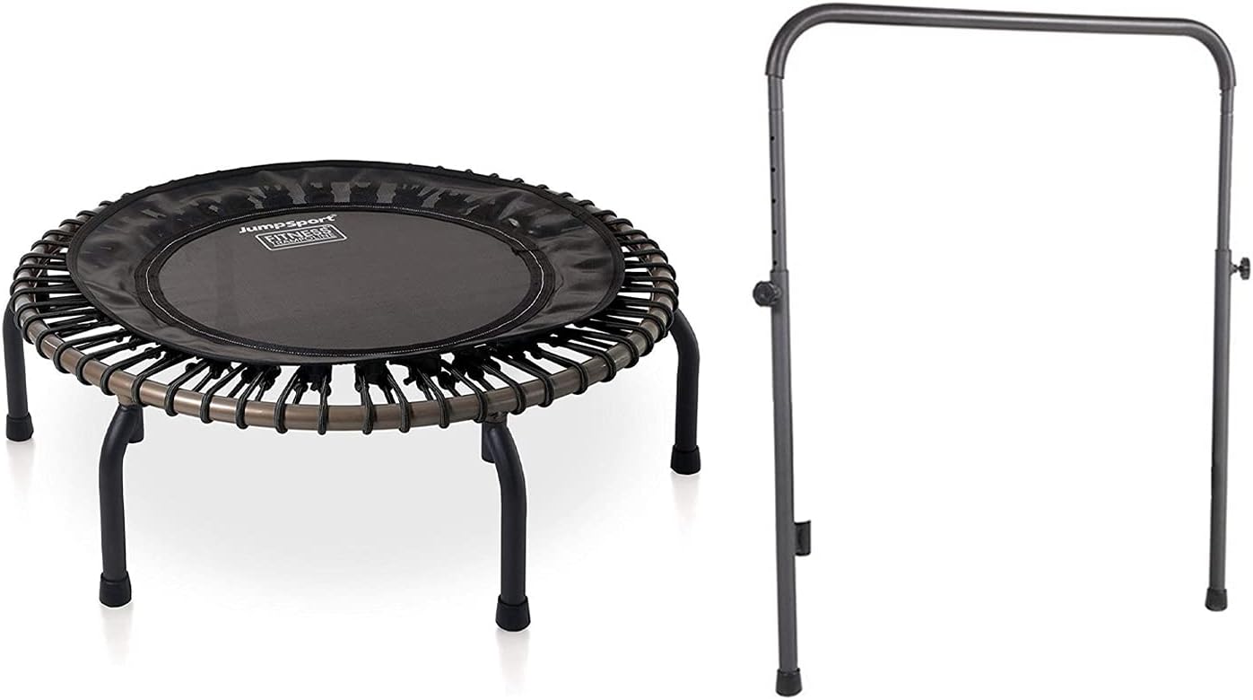 Black 39-Inch Fitness Rebounder Trampoline with Steel Handle Bar Z288