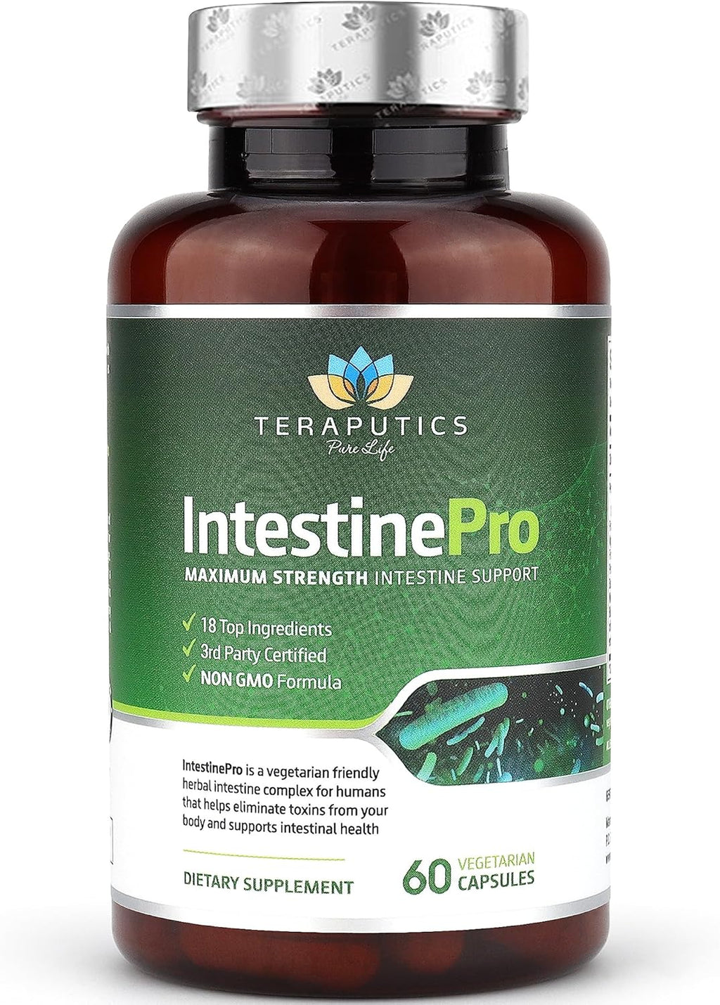 Intestine Support with Non-GMO Wormwood, Black Walnut, Echinacea, 60 Vegetarian Capsules P759307