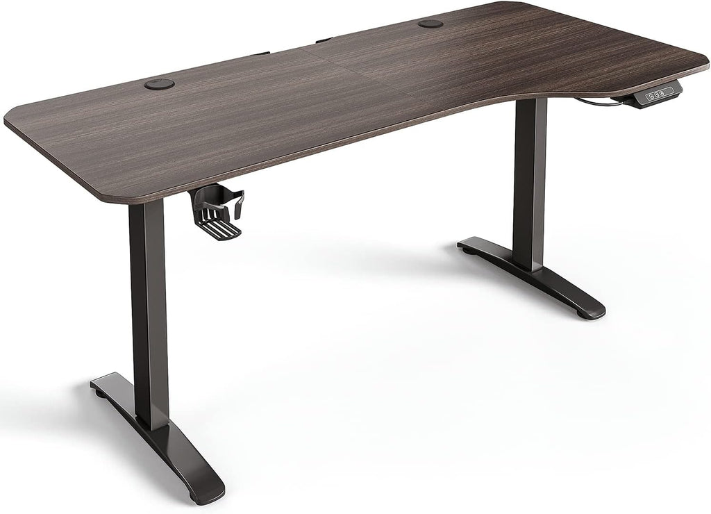 63 Inch L Shaped Electric Adjustable Height Desk Brown Walnut K8283
