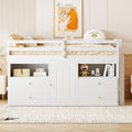 White Wooden Twin Size Loft Bed with 4 Drawers W35536
