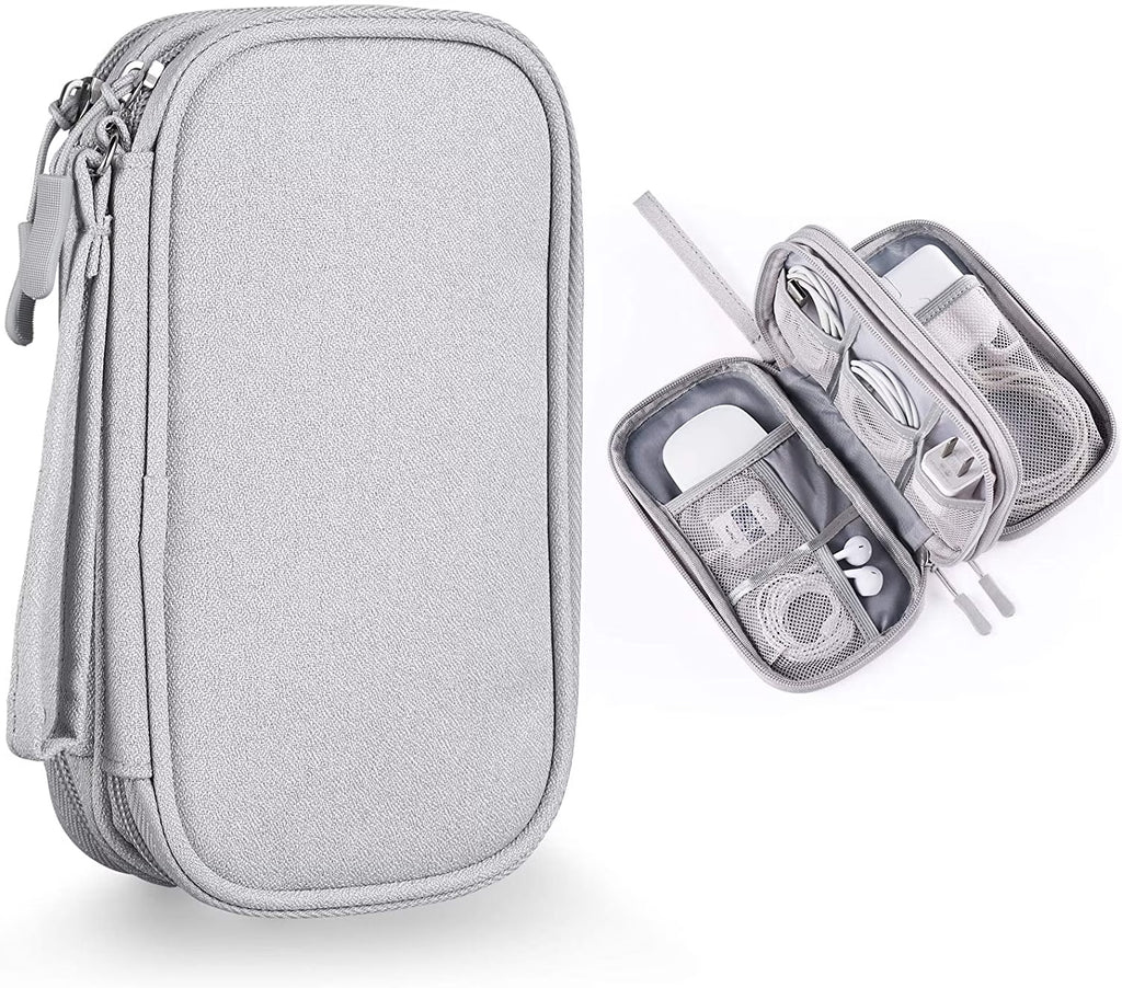 Compact Light Grey Travel Electronics Organizer Bag Y9743