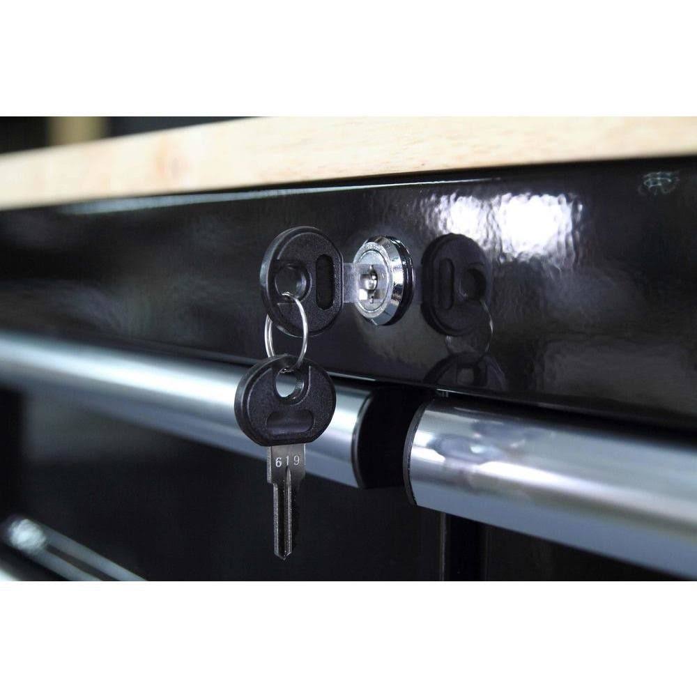 36 in. 3-Drawer Rolling Tool Cabinet Cart with Wood Top Black R2264