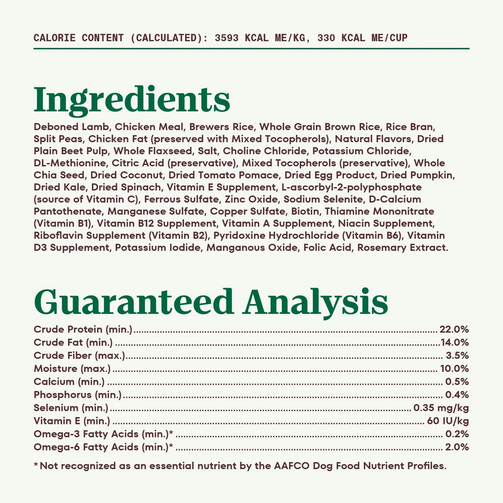 12 lbs Lamb and Brown Rice Dry Dog Food T74296