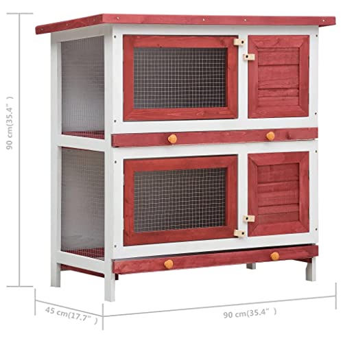Gray Wood Pet Rabbit Hutch with Mesh Door and Green Roof F387