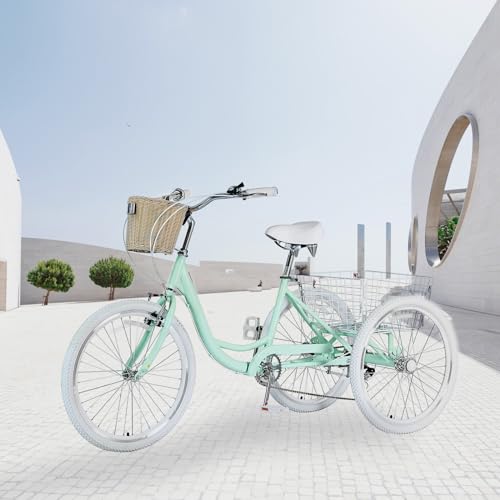 7 Speed 20/24/26 inch Three-Wheeled Bicycle with Basket J959