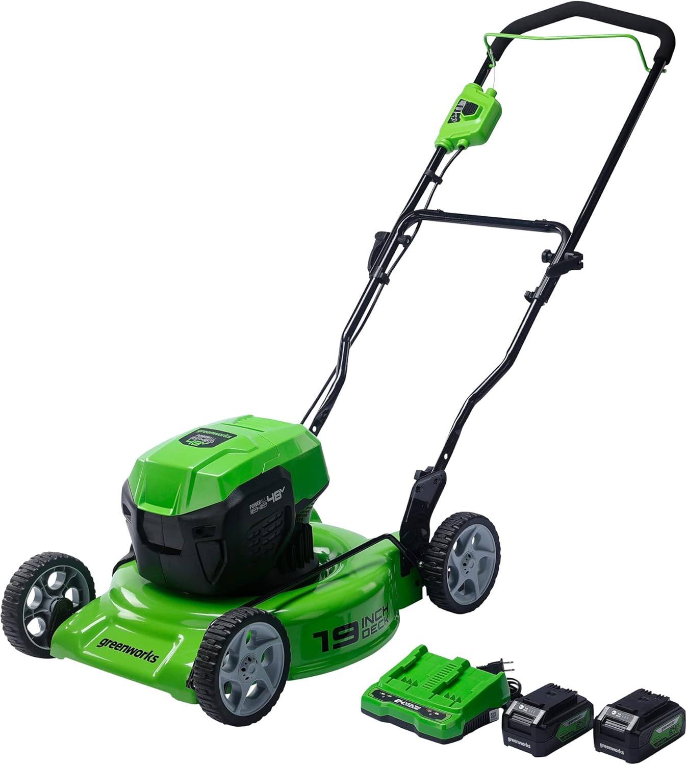 2 x 24V (48V) 19" Brushless Cordless Lawn Mower with 4.0Ah Batteries and Dual Port Charger T513349