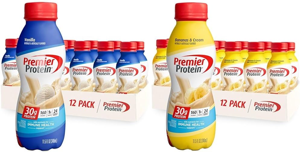 Vanilla & Bananas & Cream Protein Shake, 30g Protein, 1g Sugar, 12 Pack T754