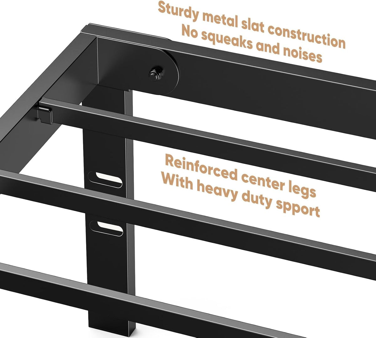 Twin Size Metal Platform Bed Frame with Steel Slat Support, Black K149