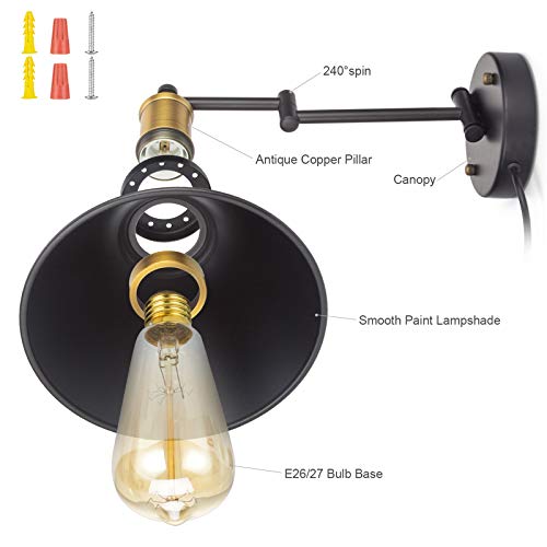 Bronze and Black Swing Arm Wall Lamp with On/Off Switch B669801