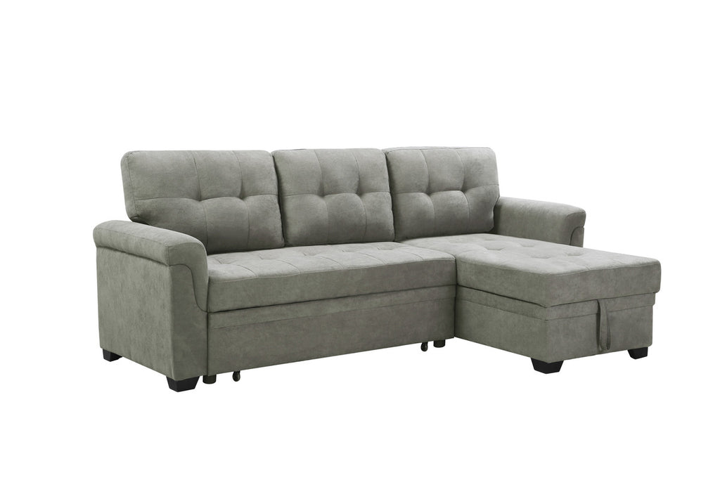 Light Gray Fabric Reversible Sectional Sleeper Sofa Chaise with Storage P997006