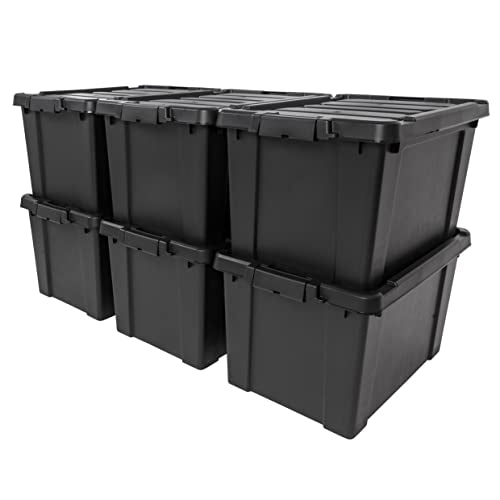 5 Gallon Lockable Storage Bins with Lids, 6 Pack - Black A9768