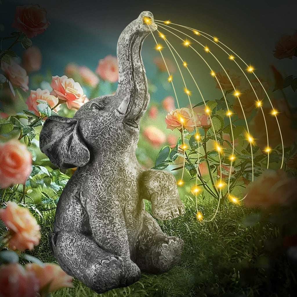 Outdoor Elephant Statue with LED Solar Lights C551376