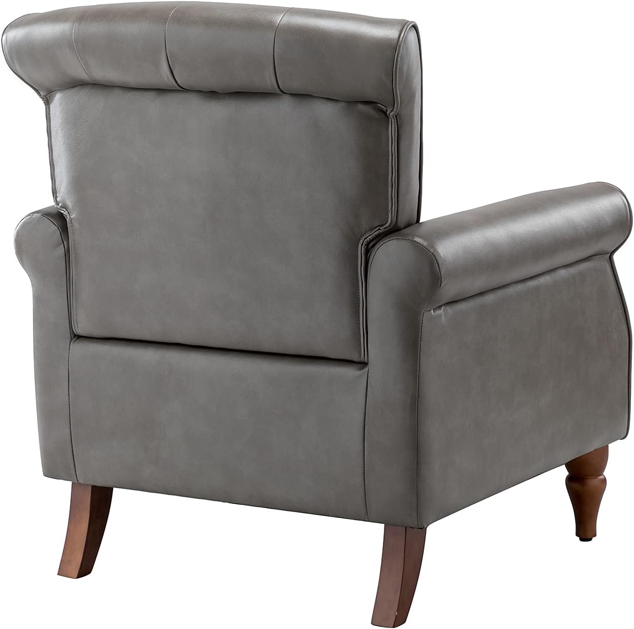 Grey Faux Leather Accent Chair with Solid Wood Legs M405