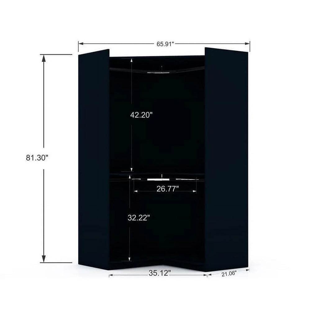 Midnight Blue Wood Corner Wardrobe Closet L7894