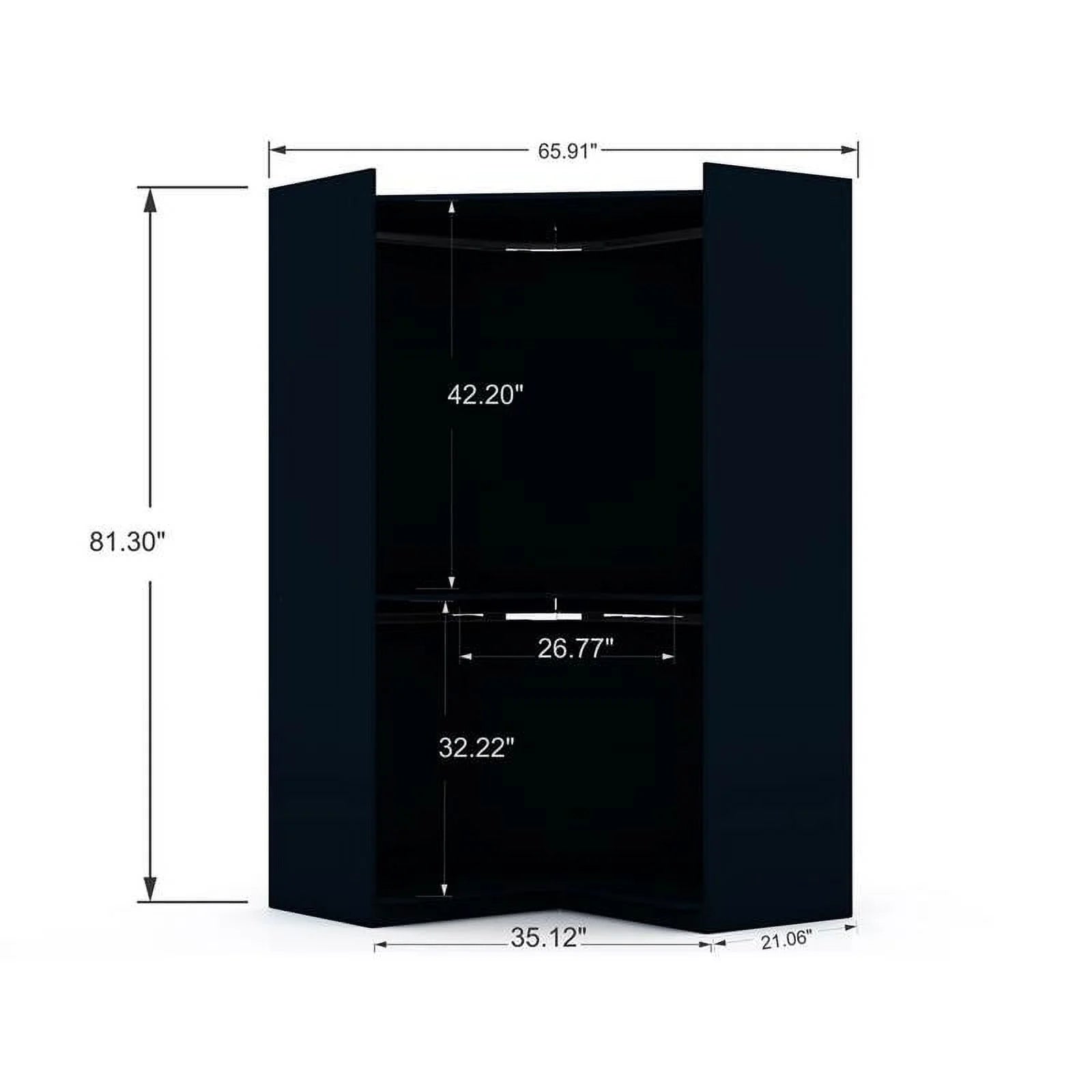 Midnight Blue Wood Corner Wardrobe Closet L7894