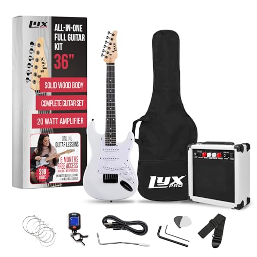 Red 36 Inch Electric Guitar Kit with Amp, Six Strings, Picks, Strap, Tuner, Cable, Gig Bag O897798