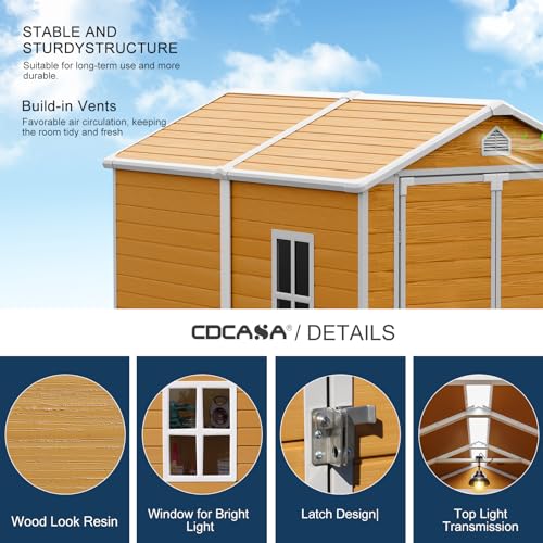 8x6 Feet Resin Storage Shed with Floor, Dove Grey F449