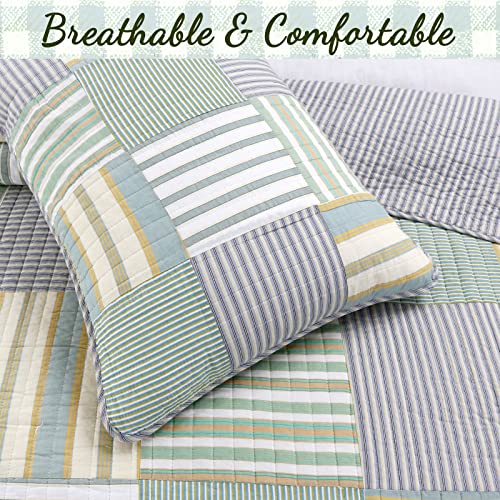 100% Cotton Reversible Patchwork Quilt Bedding Set Queen-3 Piece D640